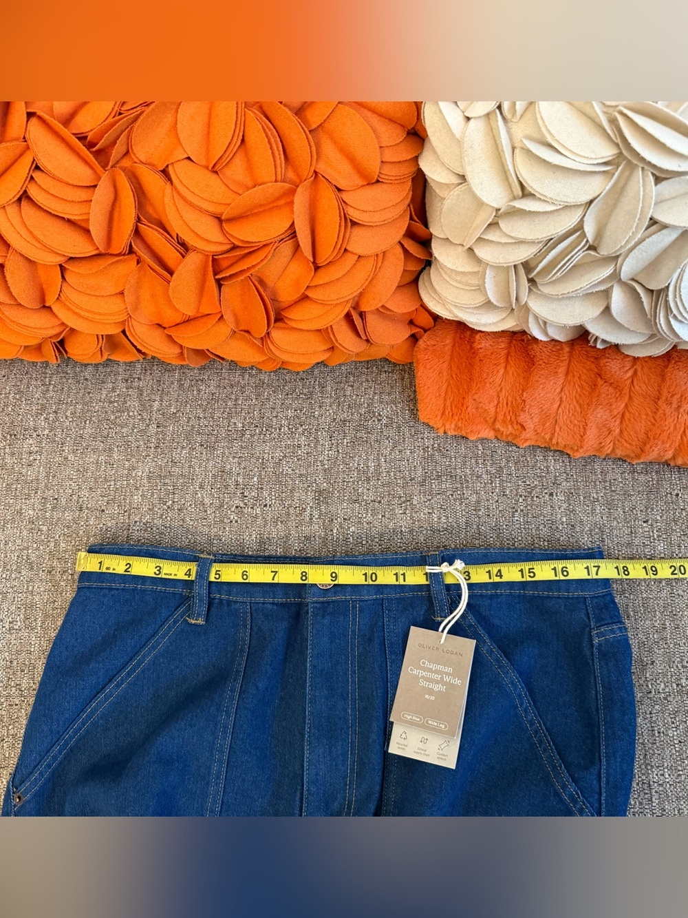 NWT Oliver Logan Chapman Carpenter Straight Wide Leg Super High Rise Jeans - Picture 8 of 10
